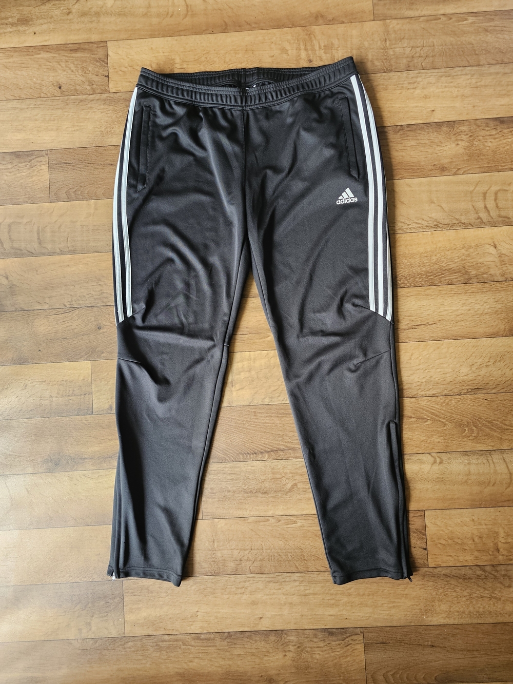 Adidas Black Athletic Track Pants with White Stripes